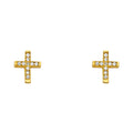 14K Yellow Gold CZ Cross Post Earring