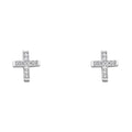 14K White Gold CZ Cross Post Earring