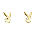 14K Yellow Gold CZ Rabbit Post Earring