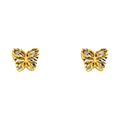 14K Yellow Gold CZ Butter Fly Post Earring