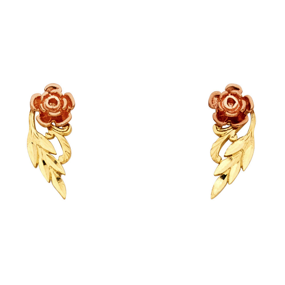 14K Two Tone Gold Sm Flower Post Earring