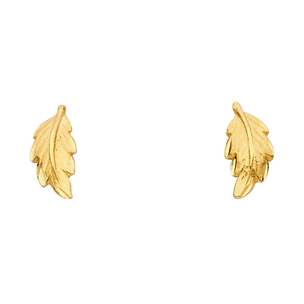 14K Yellow Gold Sm Leaf Post Earring