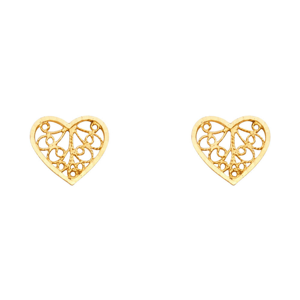 14K Yellow Gold Sm Heart Post Earring