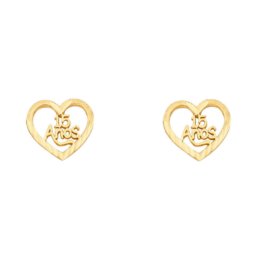 14K Yellow Gold Sm 15 Years Post Earring