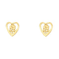 14K Yellow Gold Sm Heart Flower Post Earring