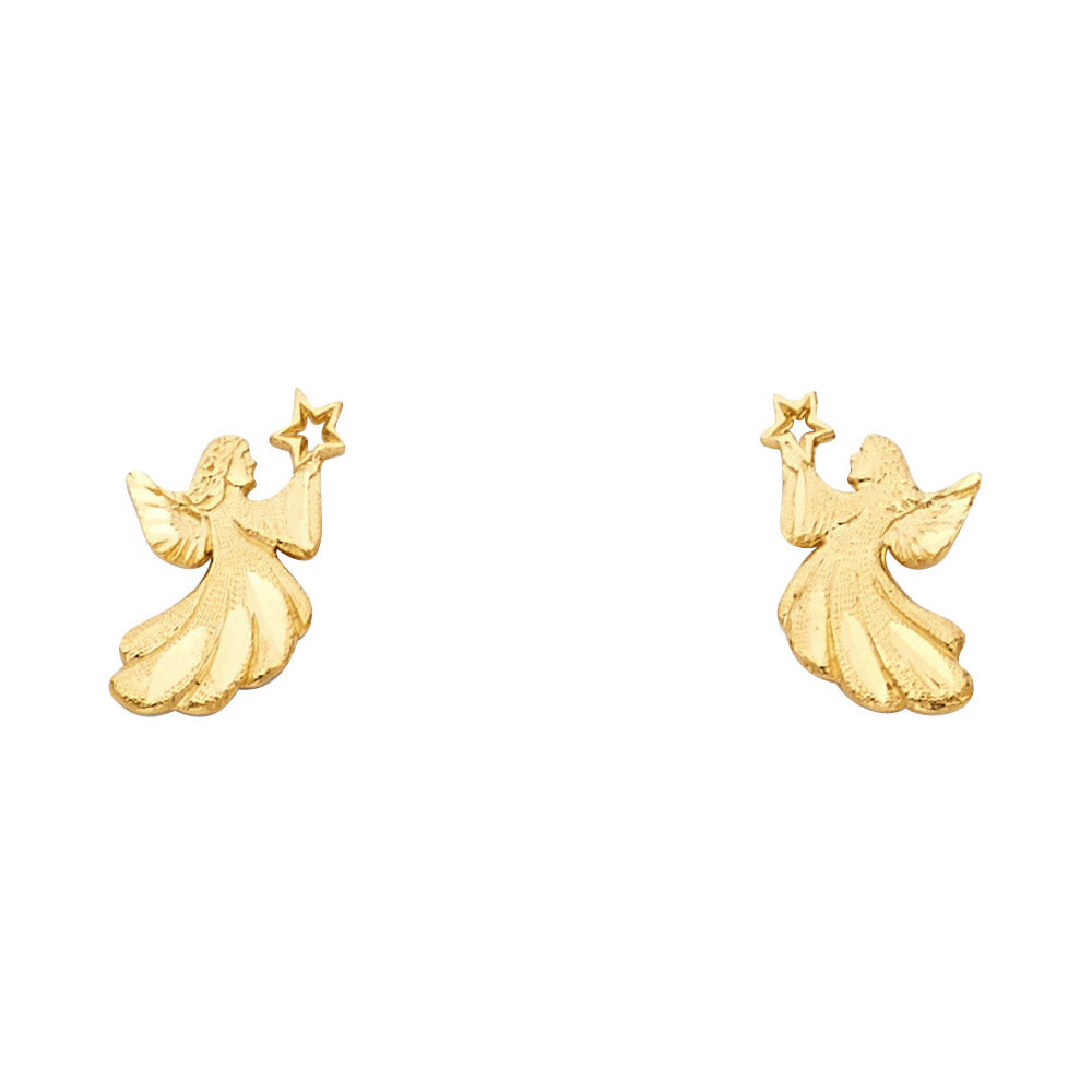 14K Yellow Gold Sm Angel Post Earring