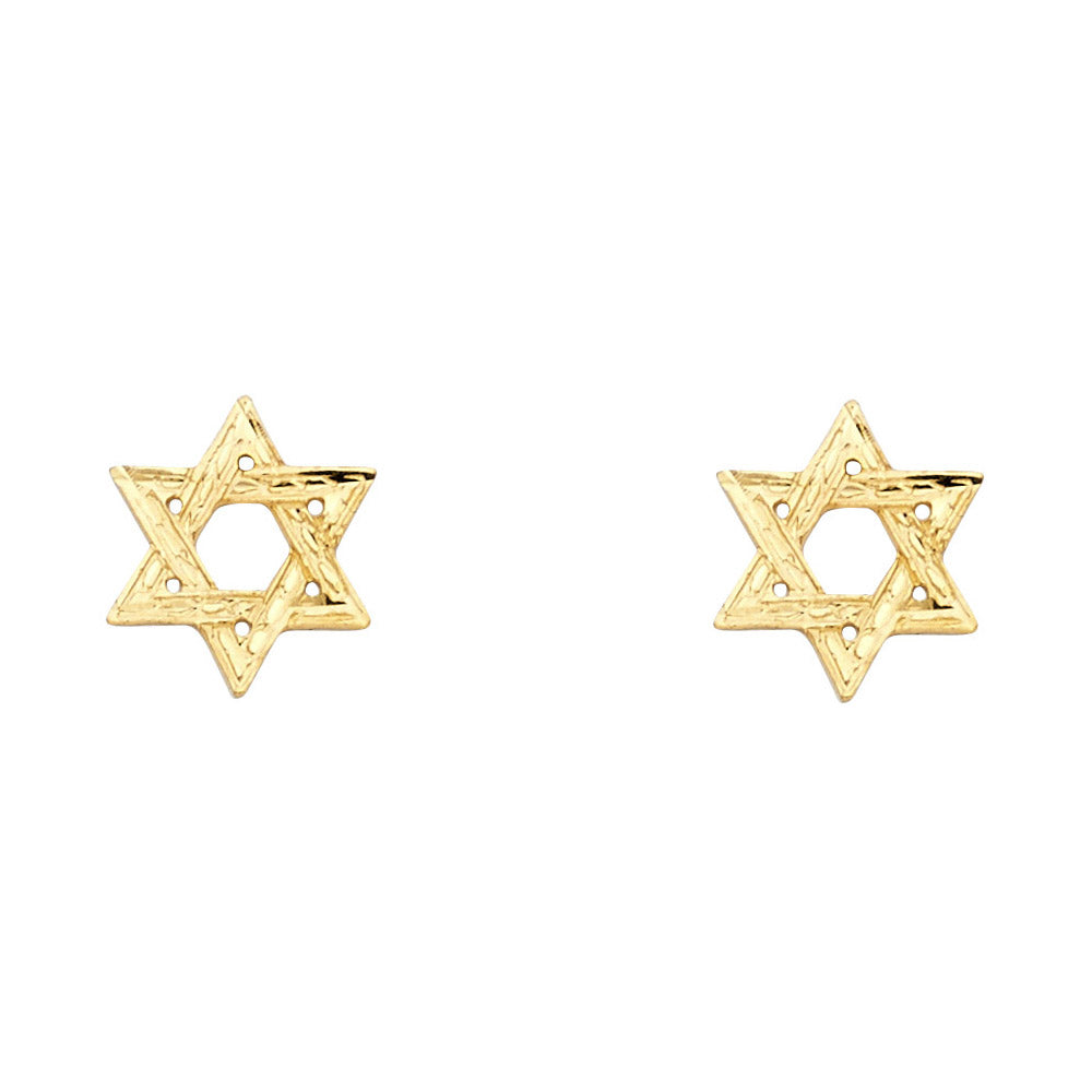 14K Yellow Gold Sm Jewish Star Post Earring