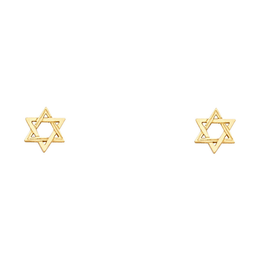 14K Yellow Gold Sm Jewish Star Post Earring
