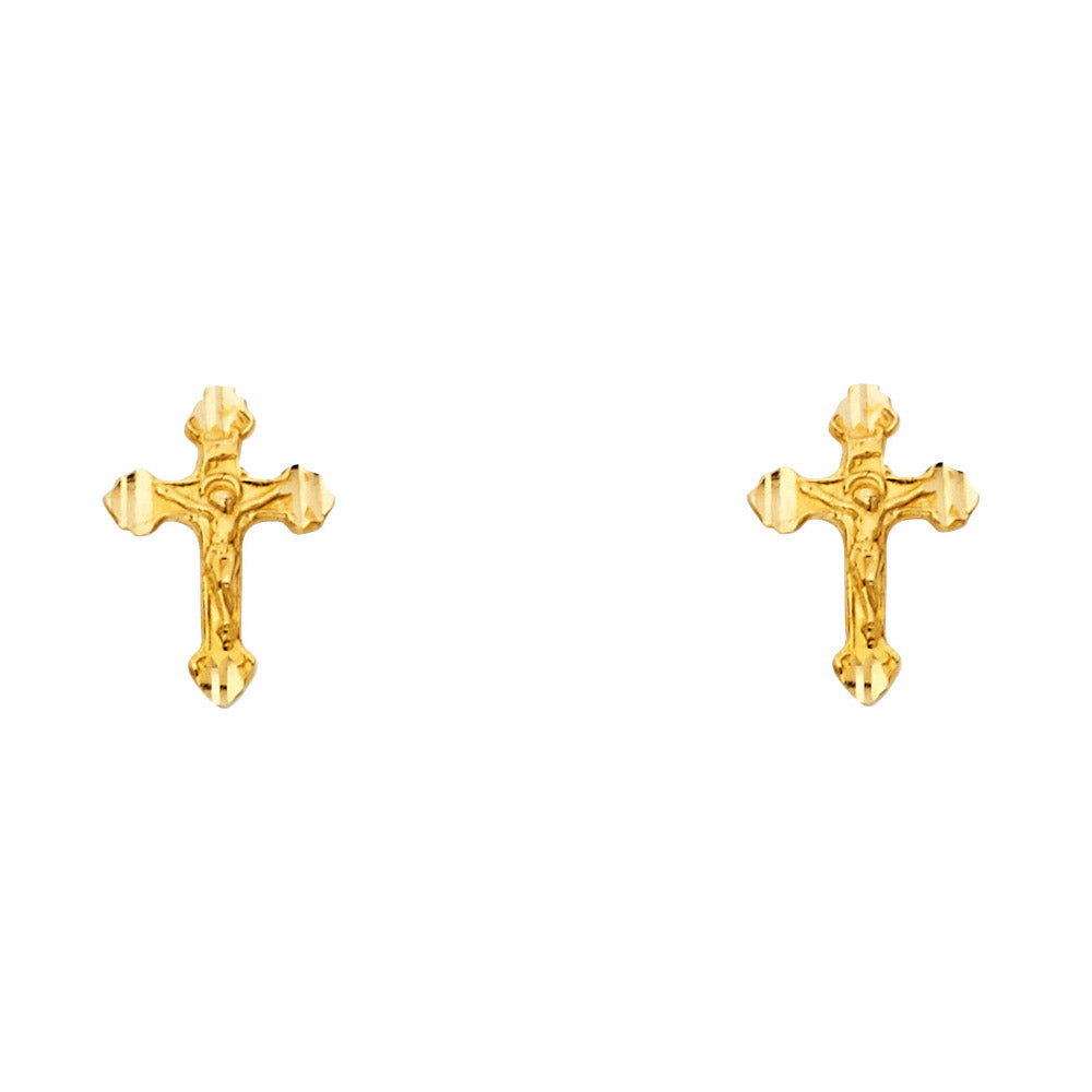 14K Yellow Gold Sm Cross Post Earring