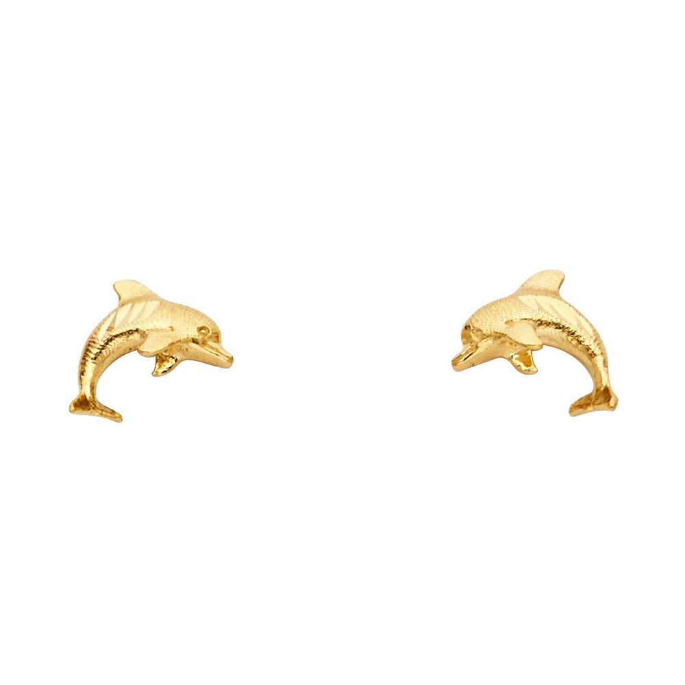 14K Yellow Gold Sm Dolphin Post Earring