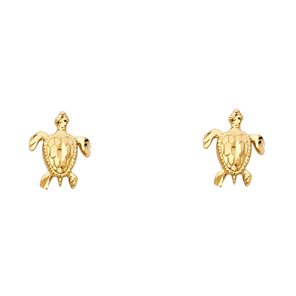 14K Yellow Gold Sm Turtle Post Earring
