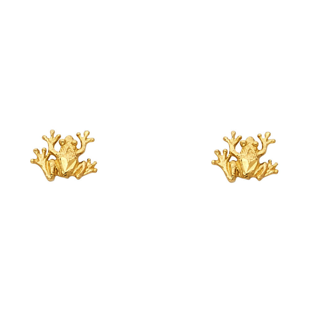 14K Yellow Gold Sm Frog Post Earring