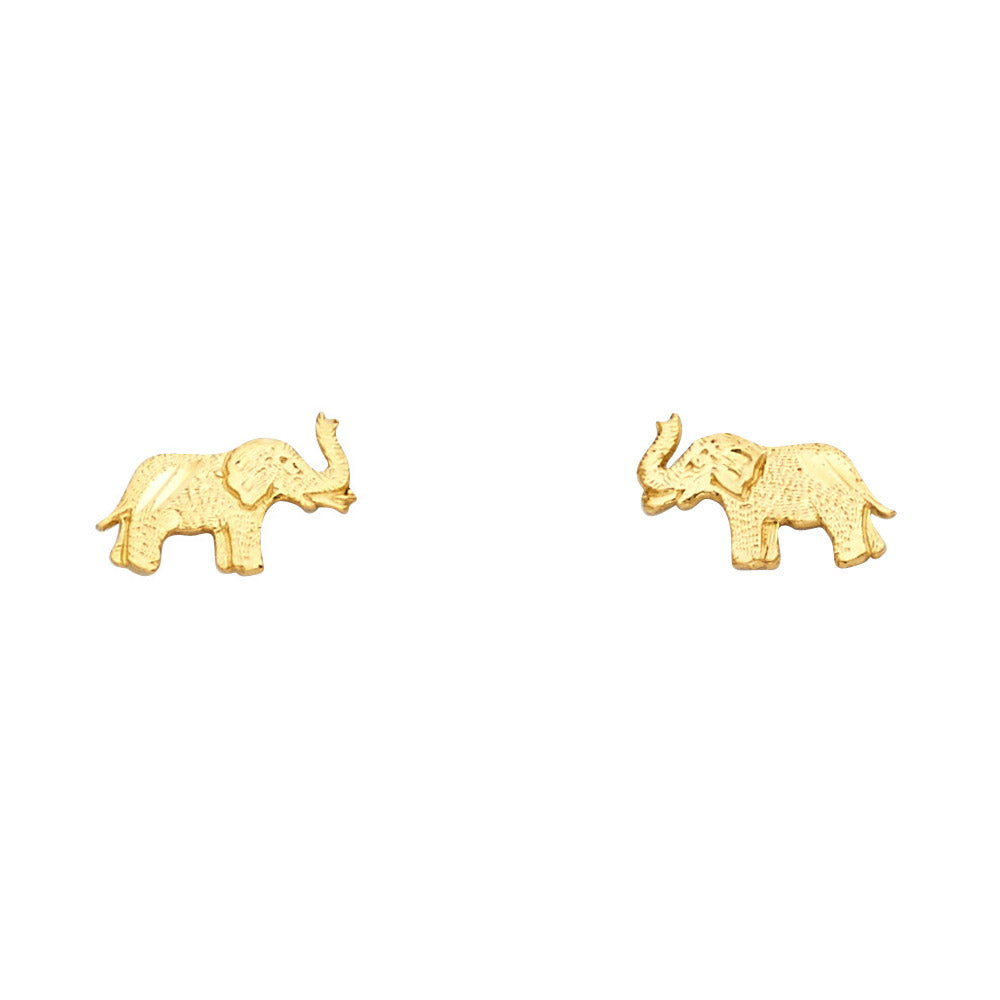 14K Yellow Gold Sm Elephant Post Earring