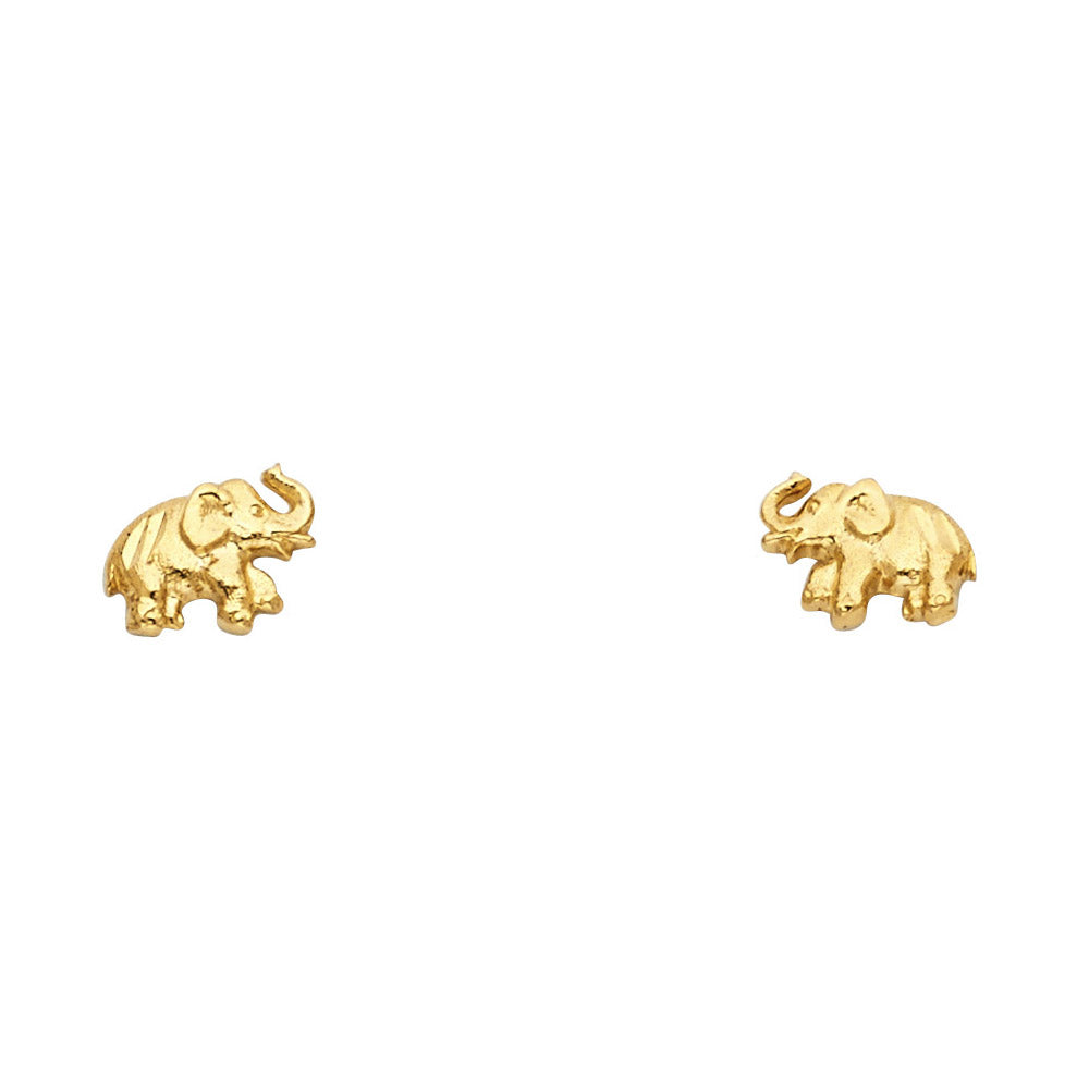 14K Yellow Gold Sm Elephant Post Earring