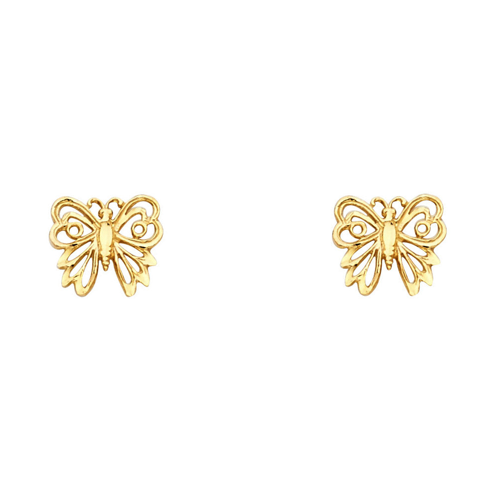 14K Yellow Gold Sm Butter Fly Post Earring
