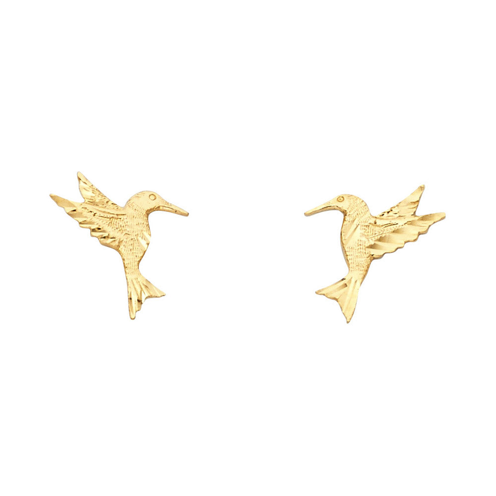 14K Yellow Gold Sm Hummingbird Post Earring