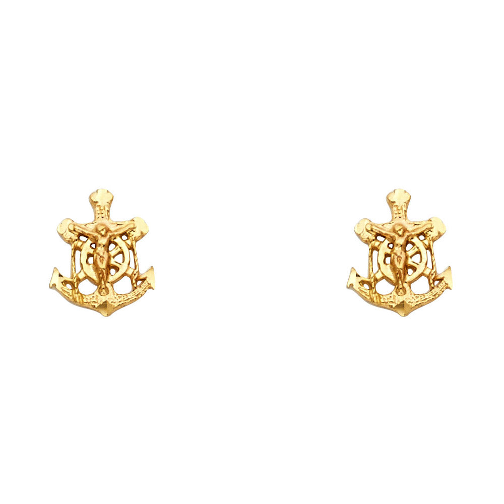14K Yellow Gold Sm Anchor Post Earring