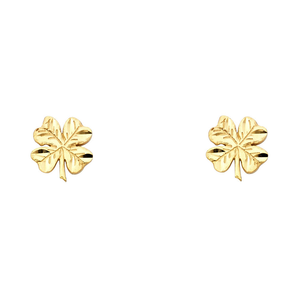 14K Yellow Gold Sm Clover Post Earring