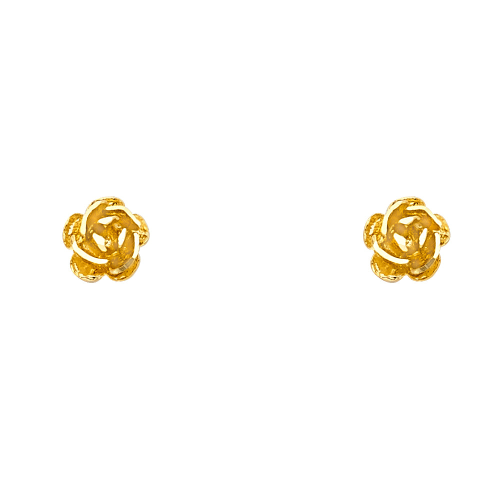 14K Yellow Gold Sm Flower Post Earring