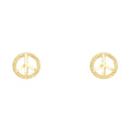 14K Yellow Gold Sm Peace Symbol Post Earring