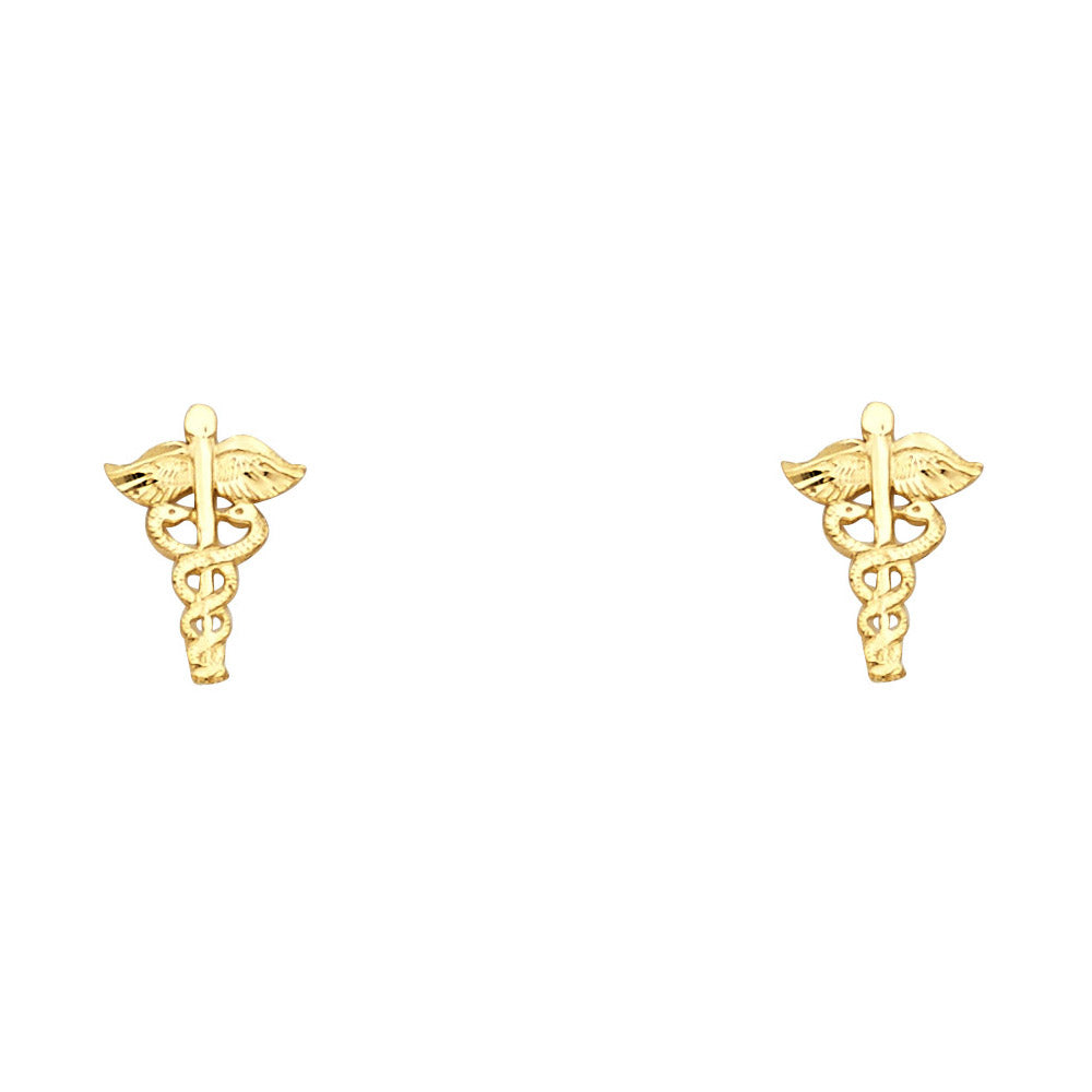 14K Yellow Gold Sm Clinic Mark Post Earring