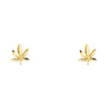 14K Yellow Gold Sm Marijuana Post Earring