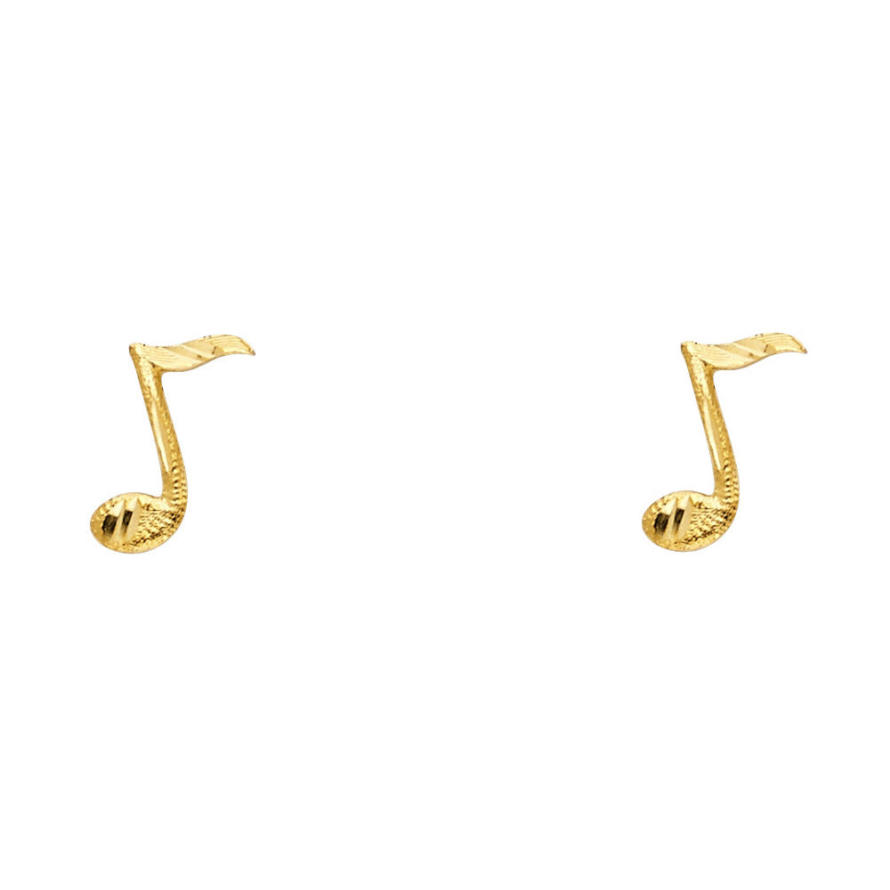 14K Yellow Gold Sm Music Note Post Earring