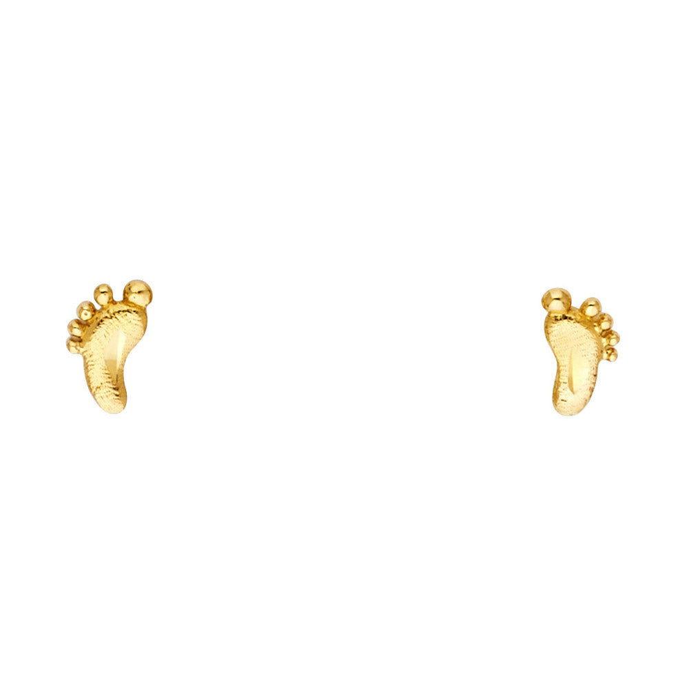 14K Yellow Gold Sm Foot Post Earring