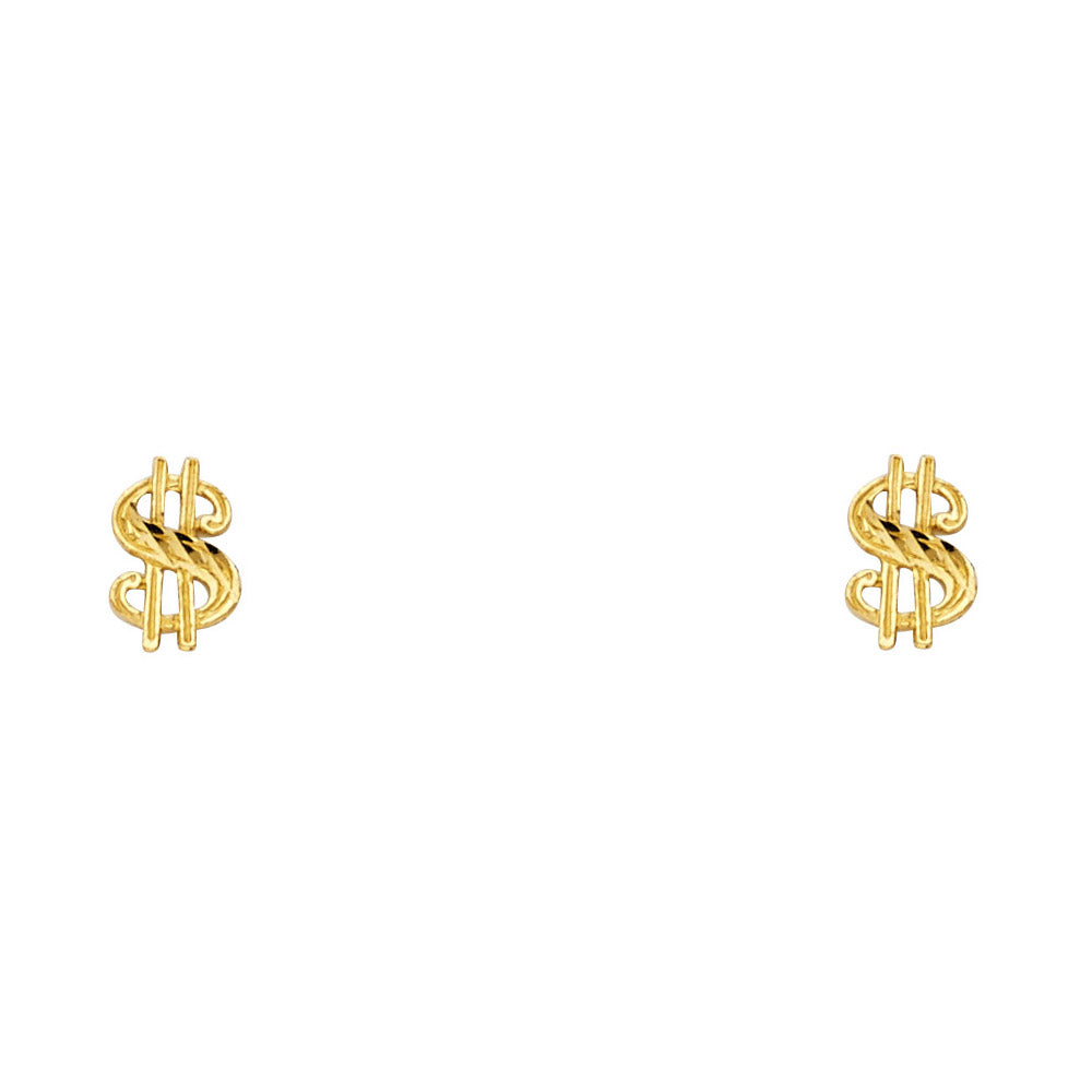 14K Yellow Gold Sm $ Symbol Post Earring