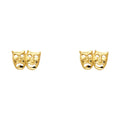 14K Yellow Gold Sm Smile/Cry Face Post Earring