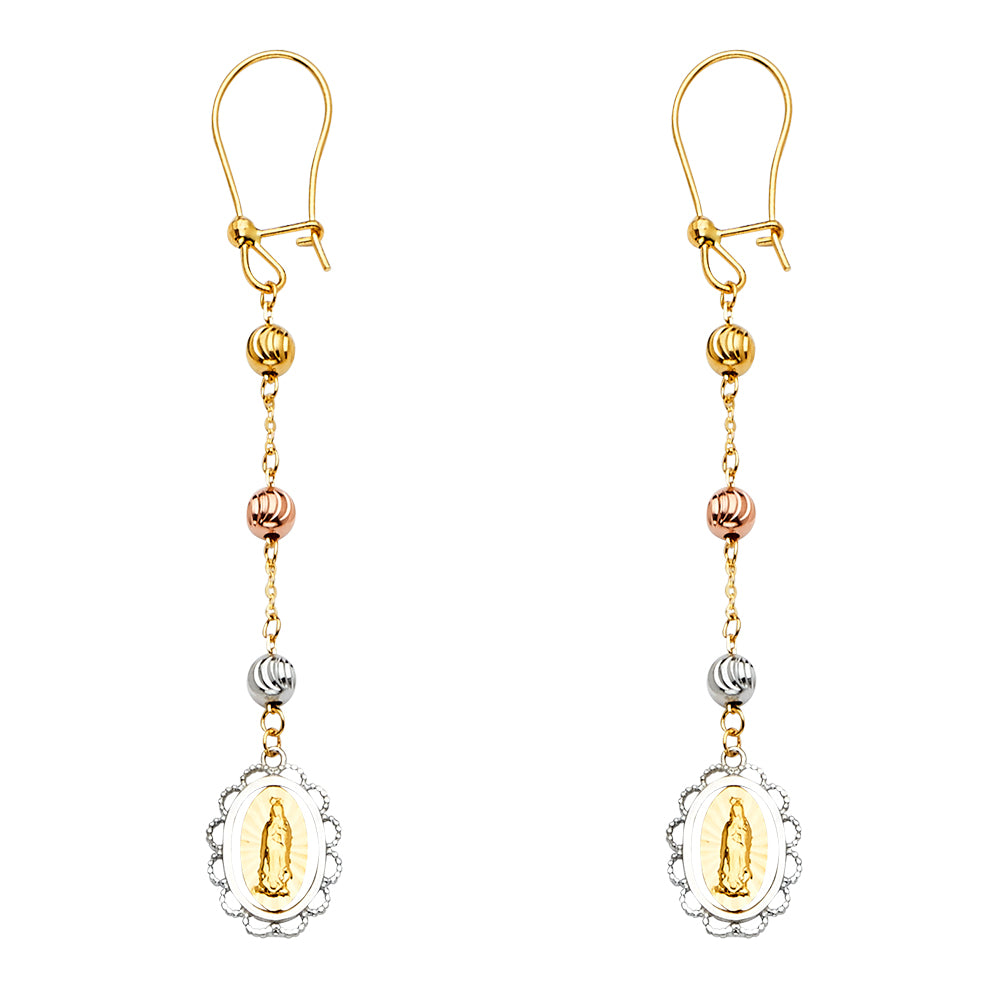 14K Yellow White Rose Gold Guadalupe Hanging Earring