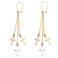 14K Yellow White Rose Gold Yellow White Rose Goldrosses Hanging Earring