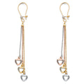 14K Yellow White Rose Gold 3 Hearts Hanging Earring