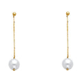 14K Yellow Gold Pearl Hanging Earring