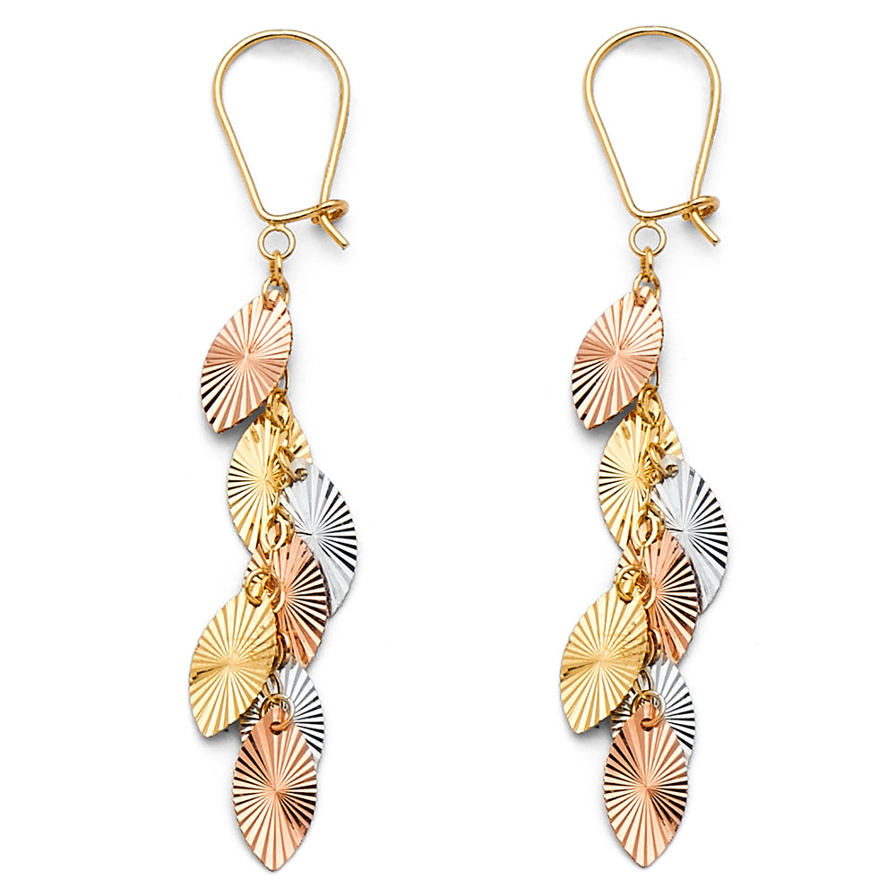 14K Yellow White Rose Gold Hanging Earring