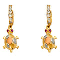 14K Yellow White Rose Gold CZ Dangle Huggies