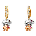 14K Yellow White Rose Gold CZ Dangle Huggies