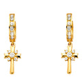 14K Yellow Gold CZ Dangle Huggies