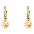 14K Yellow Gold CZ Dangle Huggies