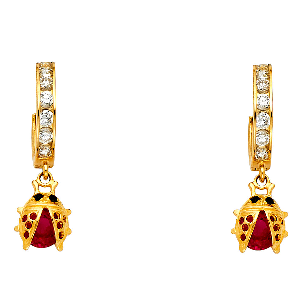 14K Yellow Gold CZ Dangle Huggies