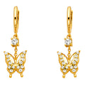 14K Yellow Gold CZ Dangle Huggies