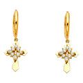 14K Yellow Gold CZ Dangle Huggies