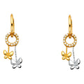 14K Two Tone Gold CZ Dangle Huggies