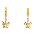 14K Yellow Gold CZ Dangle Huggies