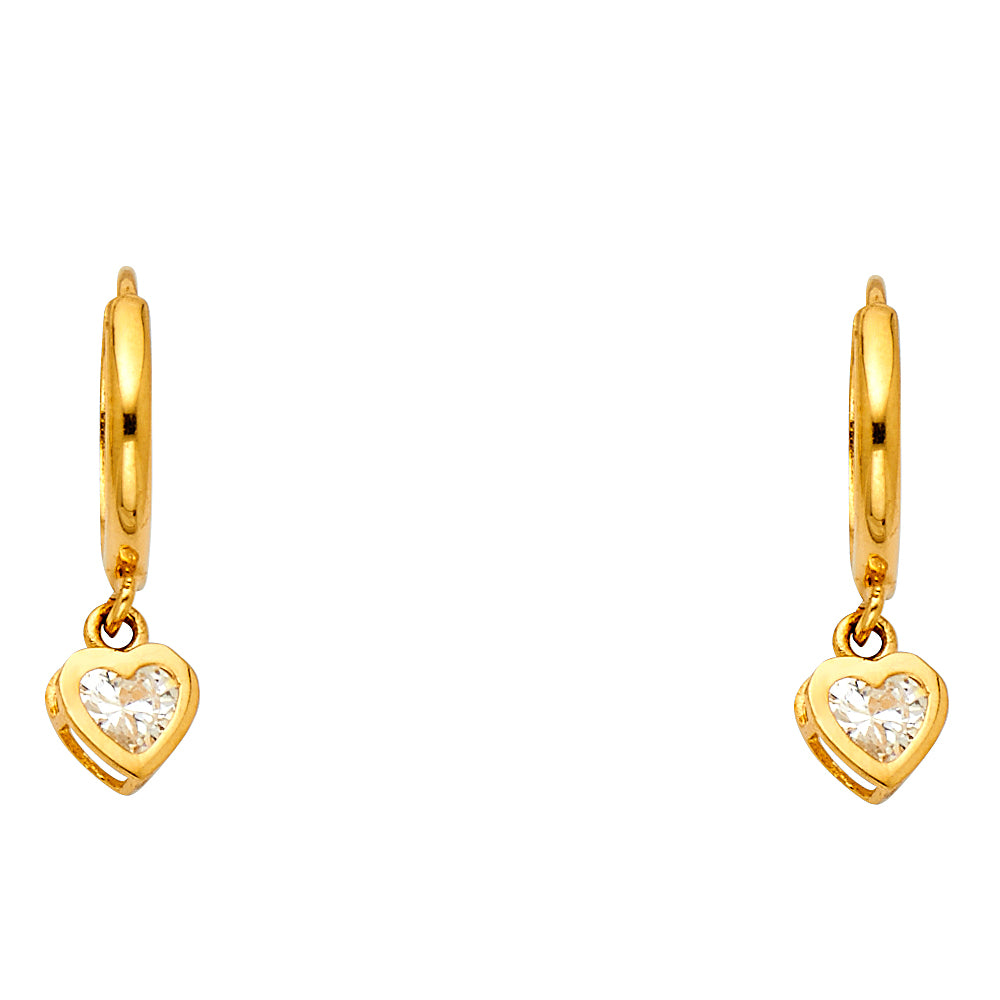 14K Yellow Gold CZ Dangle Huggies