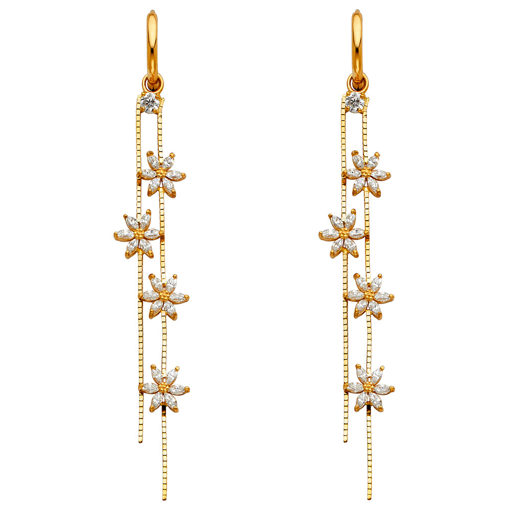 14K Yellow Gold CZ Dangle Huggies
