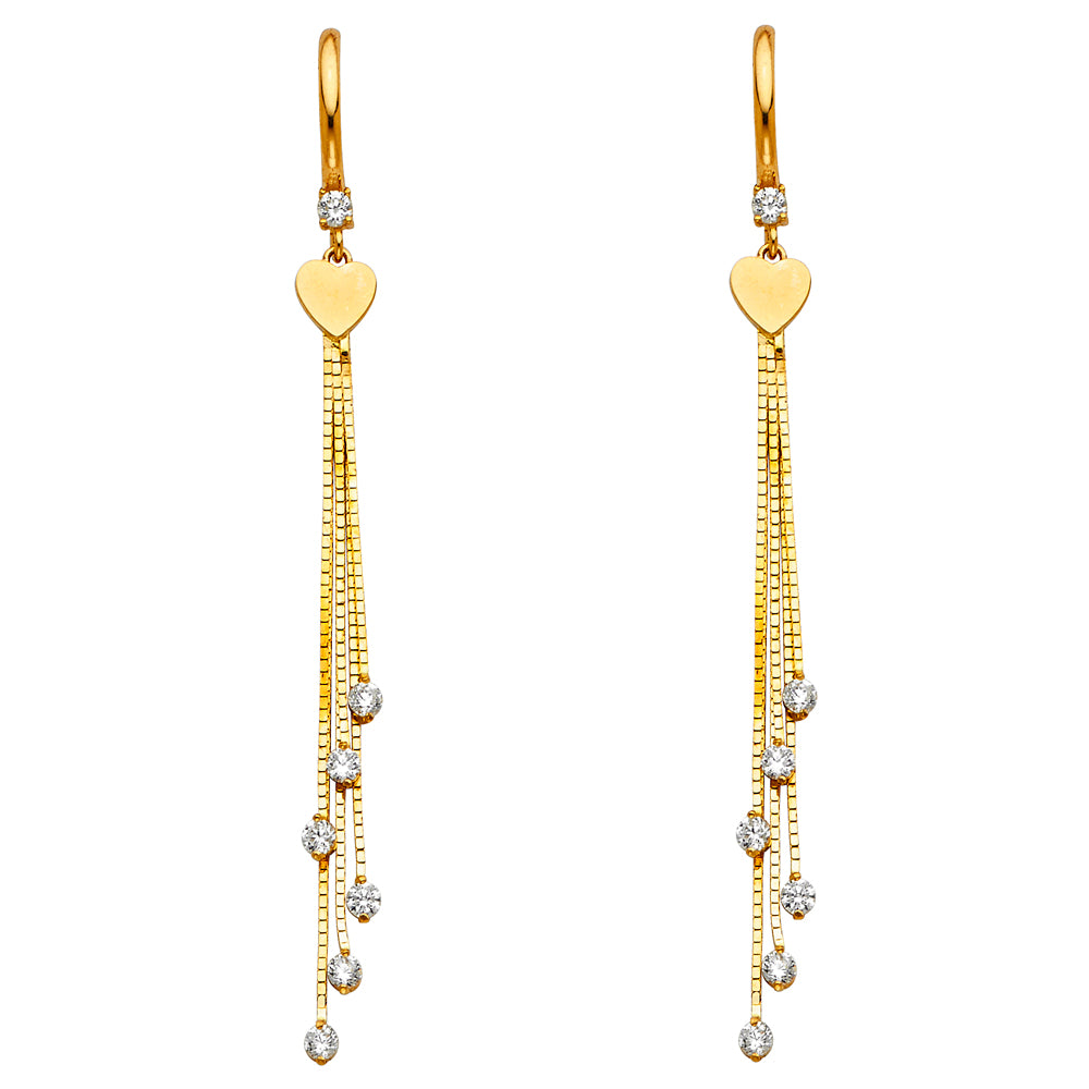 14K Yellow Gold CZ Dangle Huggies