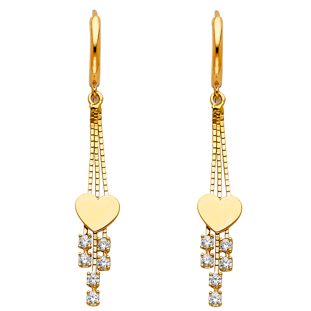 14K Yellow Gold CZ Dangle Huggies