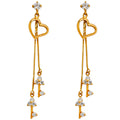14K Yellow Gold CZ Dangle Huggies