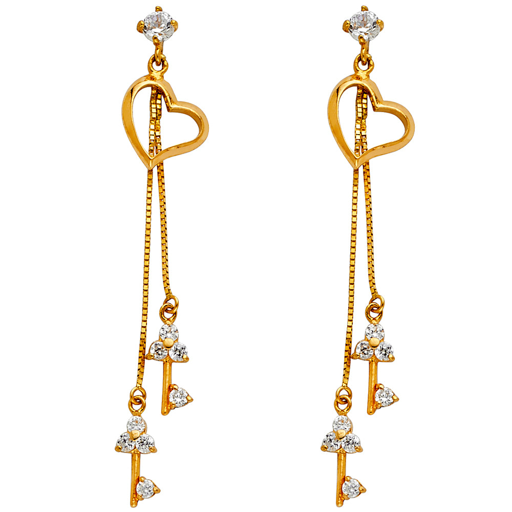 14K Yellow Gold CZ Dangle Huggies